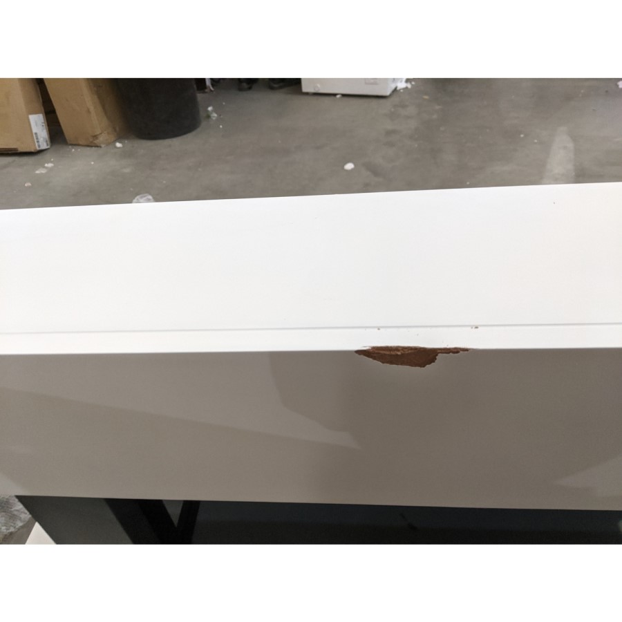 GRADE A3 - White Wall Mounted Electric Fireplace with LED Light Storage Shelf - Amberglo