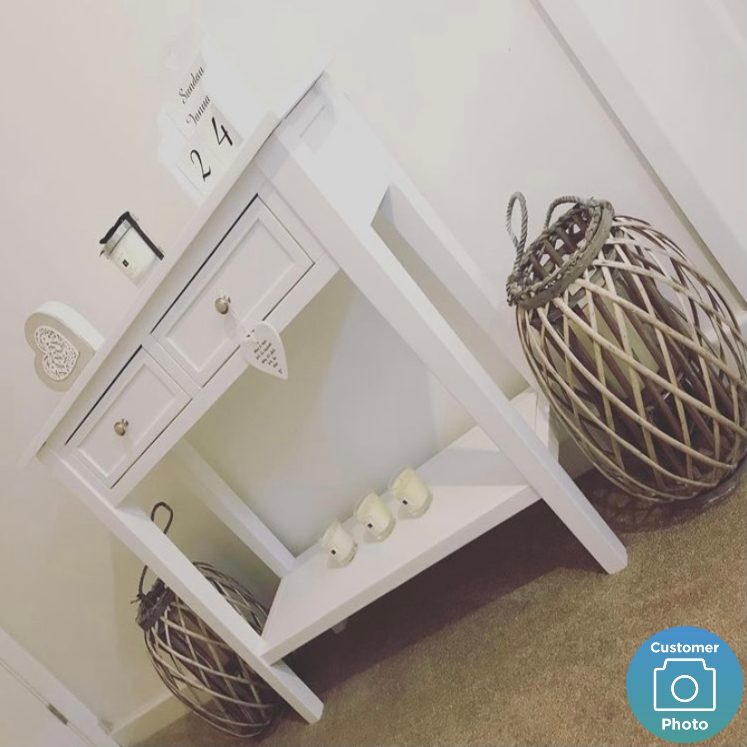 Narrow Console Table with Drawers in White Elms Furniture123