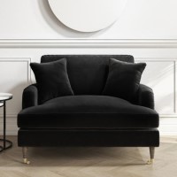GRADE A1 - Black Velvet Loveseat - Payton