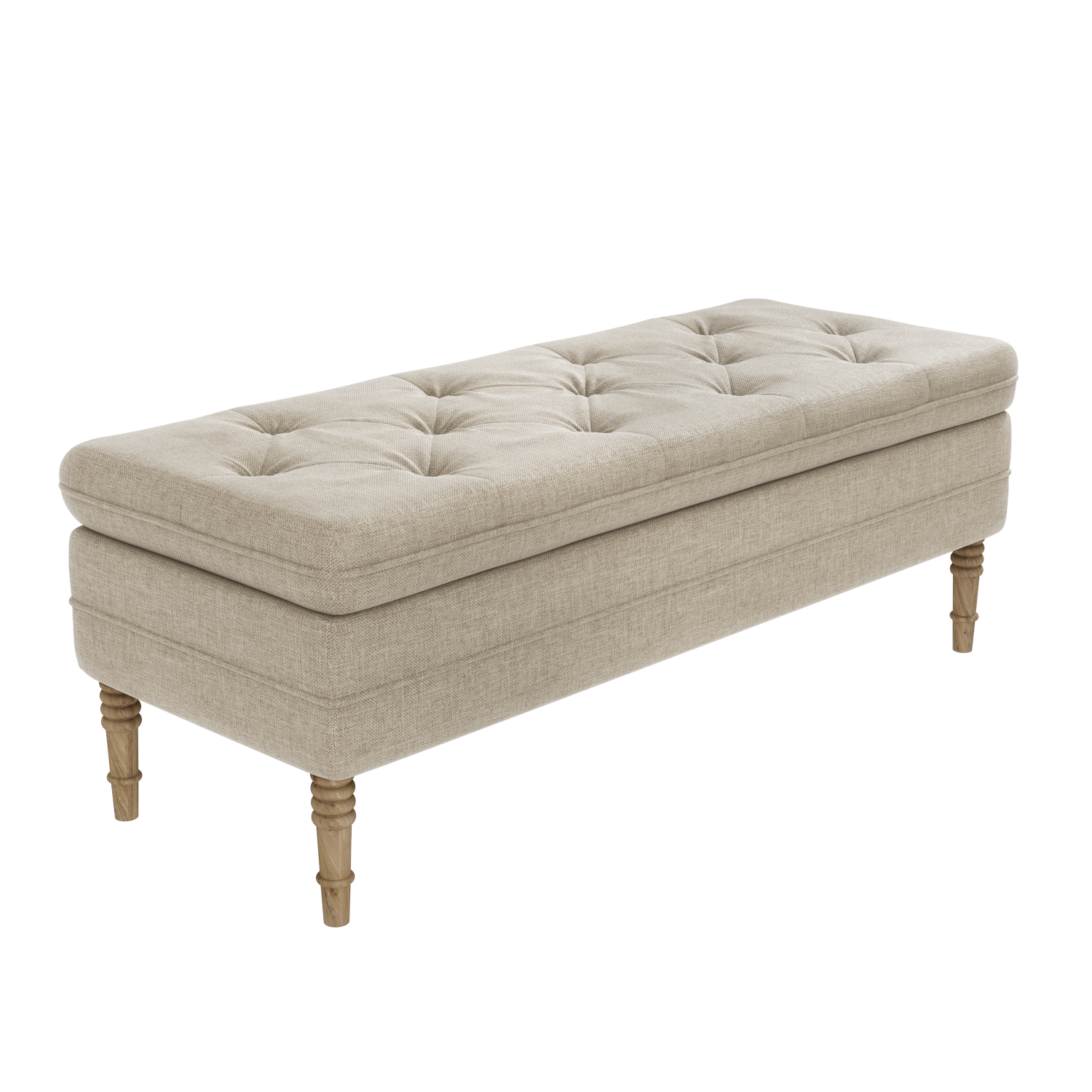 Beige Fabric End of Bed Ottoman Storage Bench Safina Furniture123