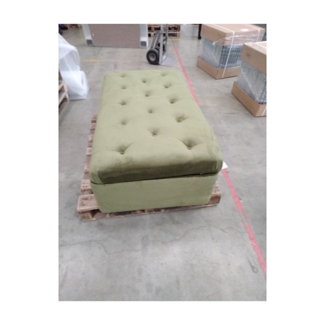 IMPERFECT - Large Olive Green Velvet Bed Footstool - Myles