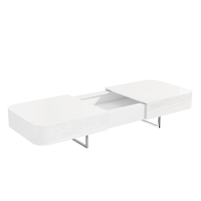 Large White Gloss Coffee Table with Storage - Tiffany