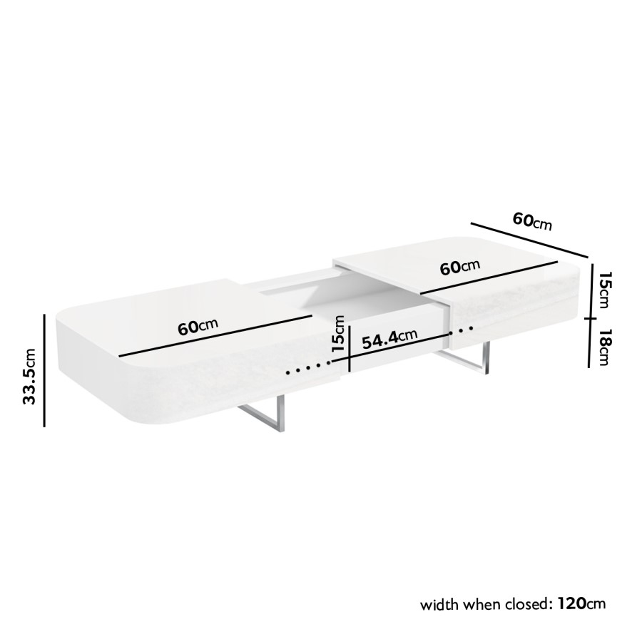 GRADE A1 - Tiffany White High Gloss Storage Coffee Table 