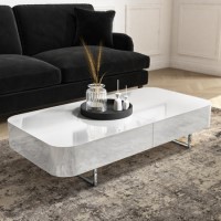 Large White Gloss Coffee Table with Storage - Tiffany