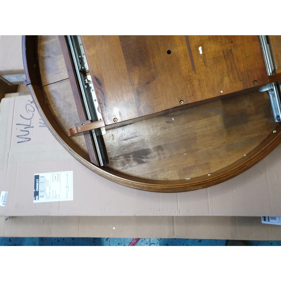 GRADE A2 - Julian Bowen Canterbury Round Extending Dining Table - Mahogany