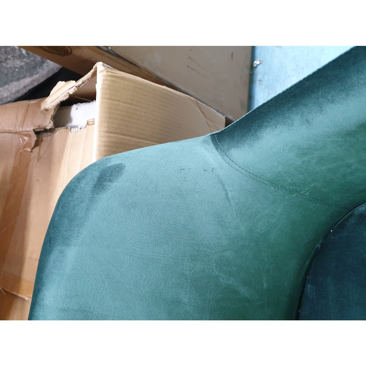 GRADE A2 Green Velvet Office Swivel Chair with Gold Base Marley