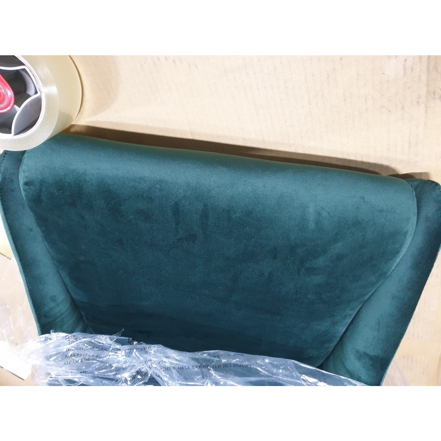 GRADE A2 Dark Green Velvet Bar Stool with Back 77cm Macie