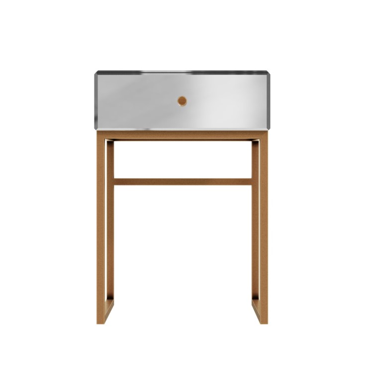 Mirrored Bedside Table with Drawer and Legs - Lola