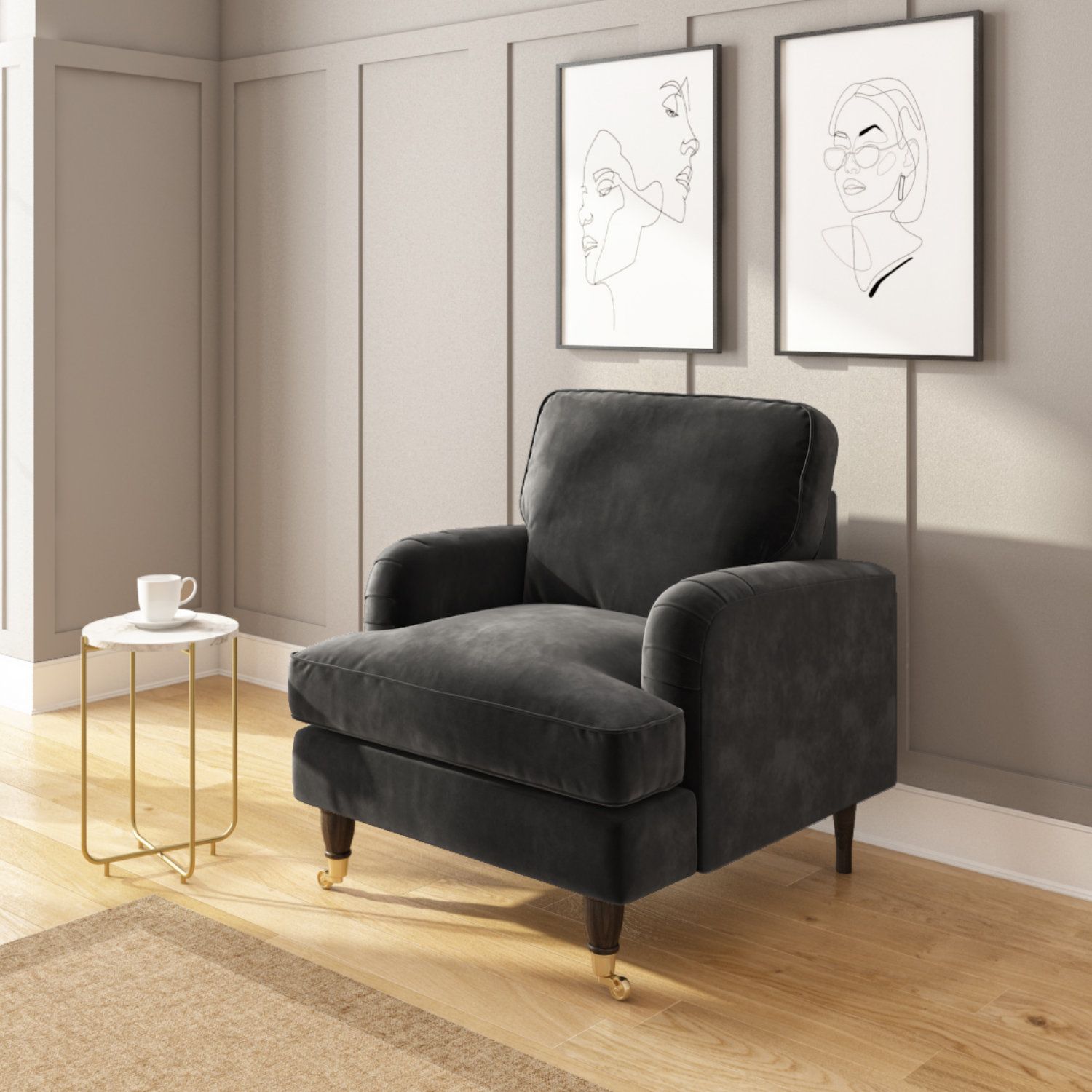 Dark Grey Velvet Armchair Payton Furniture123