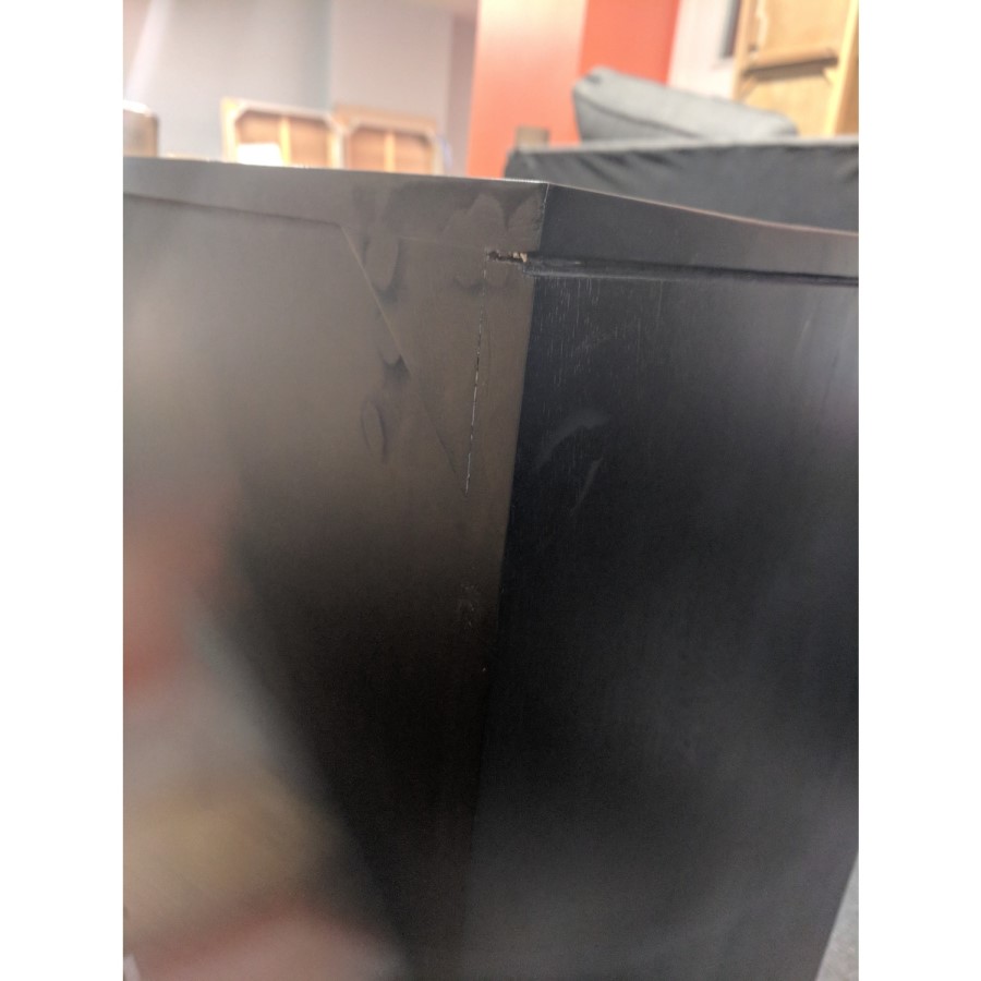 GRADE A2 - Black Wooden Moroccan Mirrored Chest of 3 Drawers - Alexis