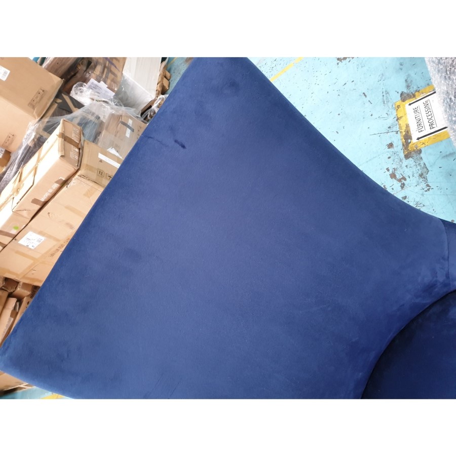 GRADE A2 - Pair of Navy Blue Velvet Dining Chairs with Buttoned Back - Jade Boutique