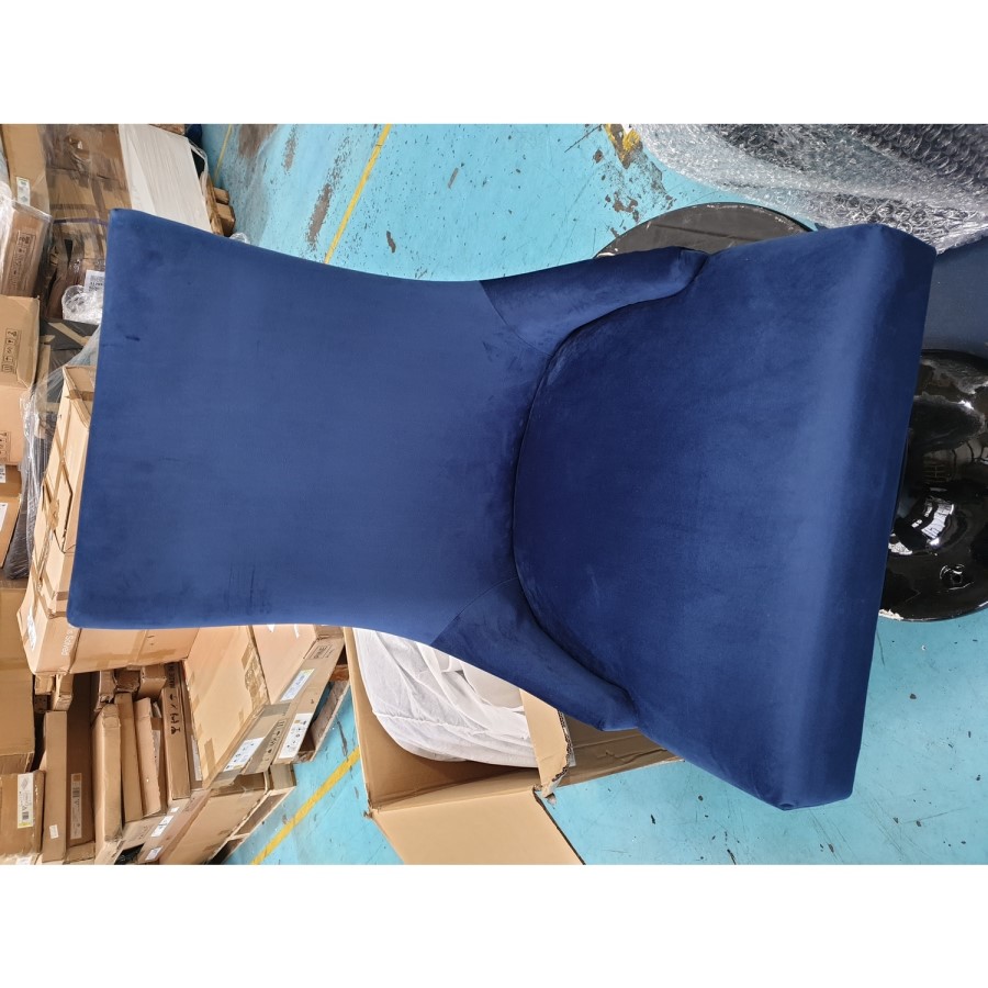GRADE A2 - Pair of Navy Blue Velvet Dining Chairs with Buttoned Back - Jade Boutique