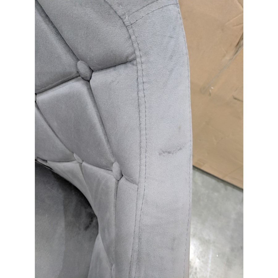 GRADE A2 - Grey Velvet Button Back Office Chair - Marley