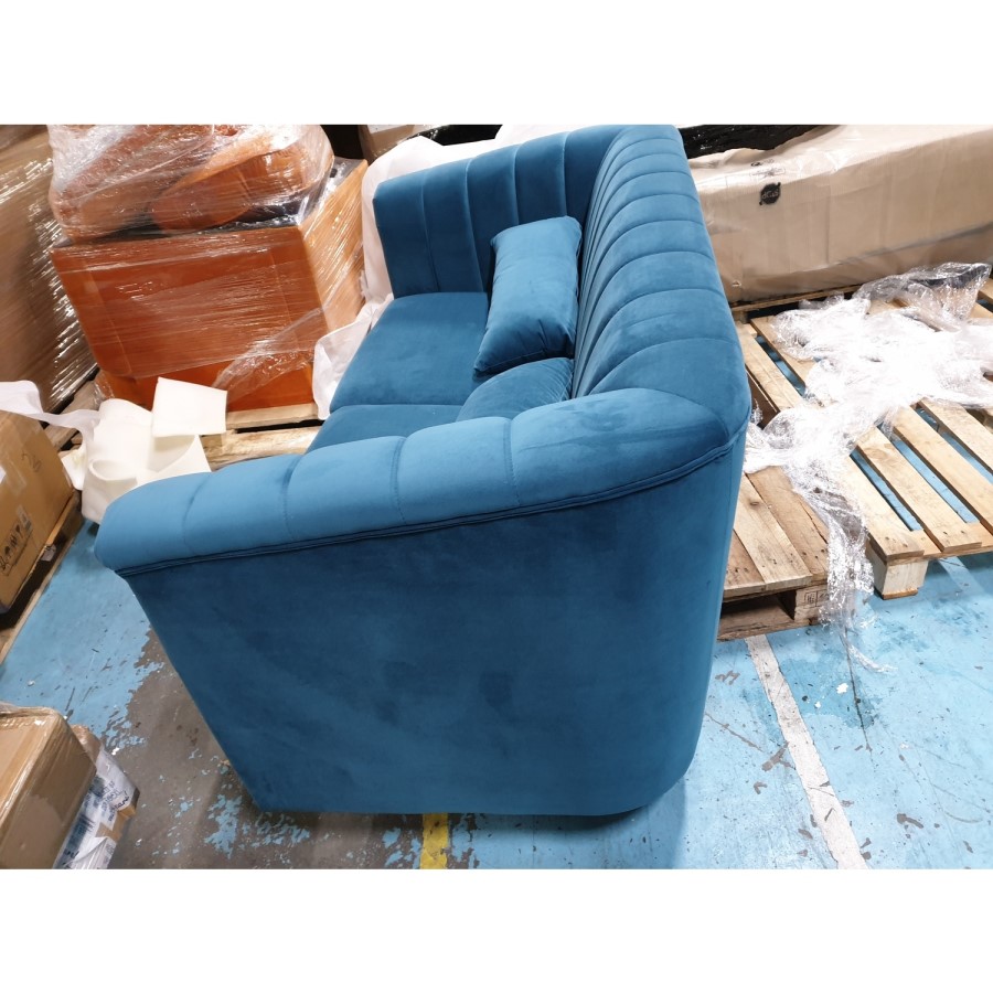 GRADE A2 - Blue Velvet 2 Seater Sofa - Lotti