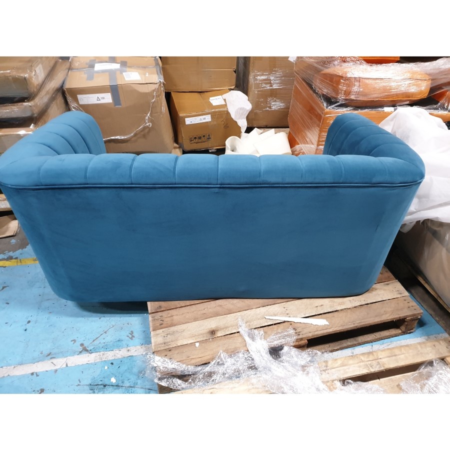 GRADE A2 - Blue Velvet 2 Seater Sofa - Lotti