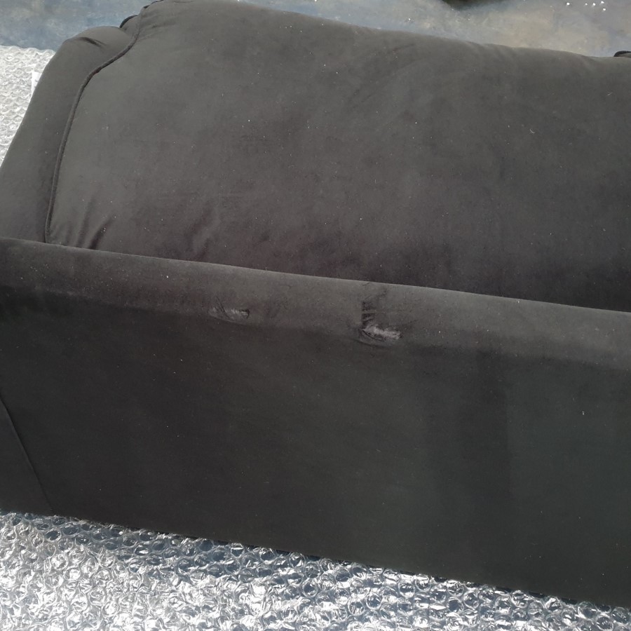 GRADE A2 - Black Velvet 3 Seater Sofa - Payton