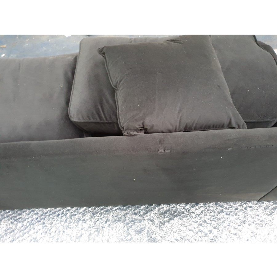 GRADE A2 - Black Velvet 3 Seater Sofa - Payton