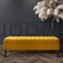 GRADE A1 - Safina Striped Top Ottoman Storage Bench in Yellow Velvet