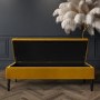 GRADE A1 - Safina Striped Top Ottoman Storage Bench in Yellow Velvet