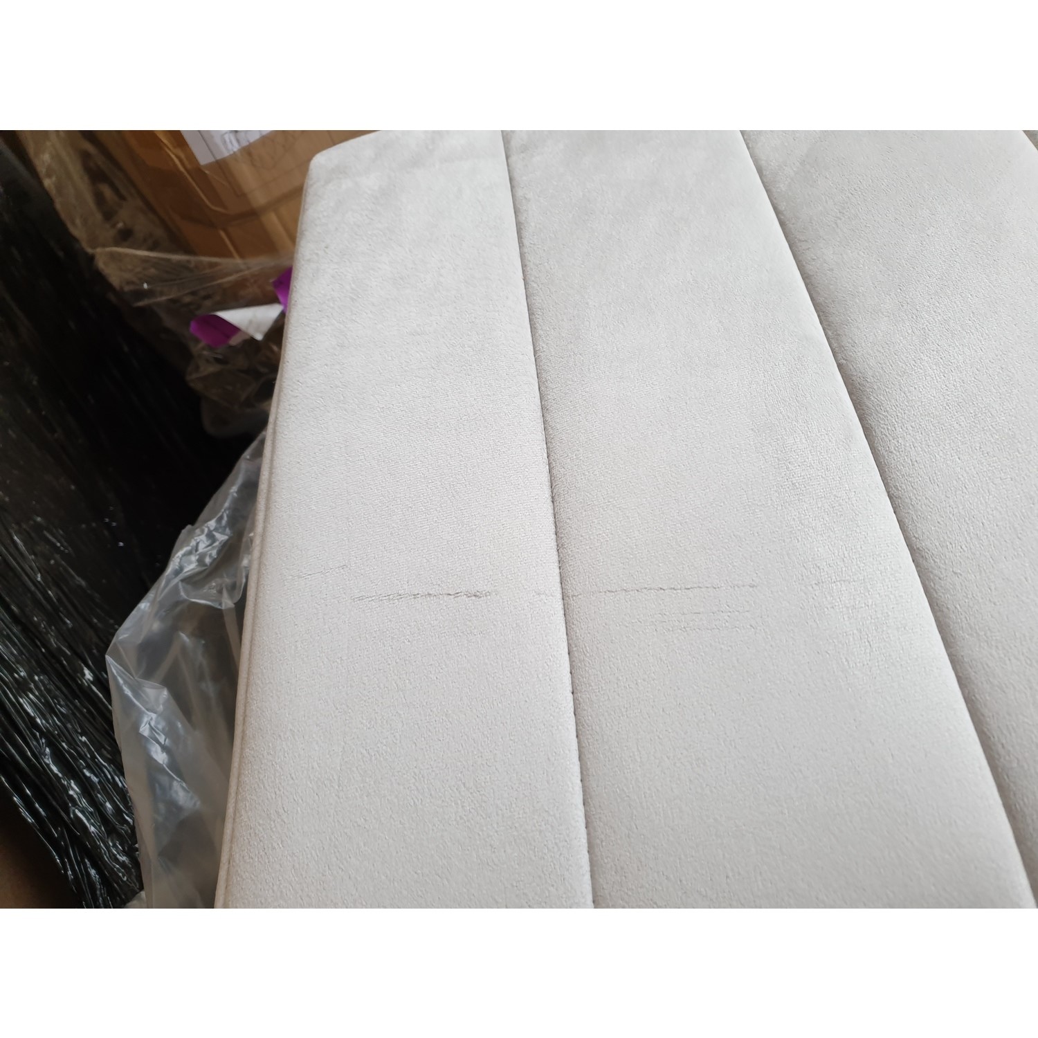 GRADE A2 Safina Striped Top Ottoman Storage Bench in Silver Grey