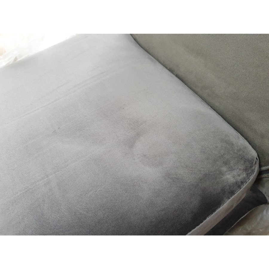 GRADE A2 - Grey Velvet Swivel Lounge Chair with Footstool - Tyra