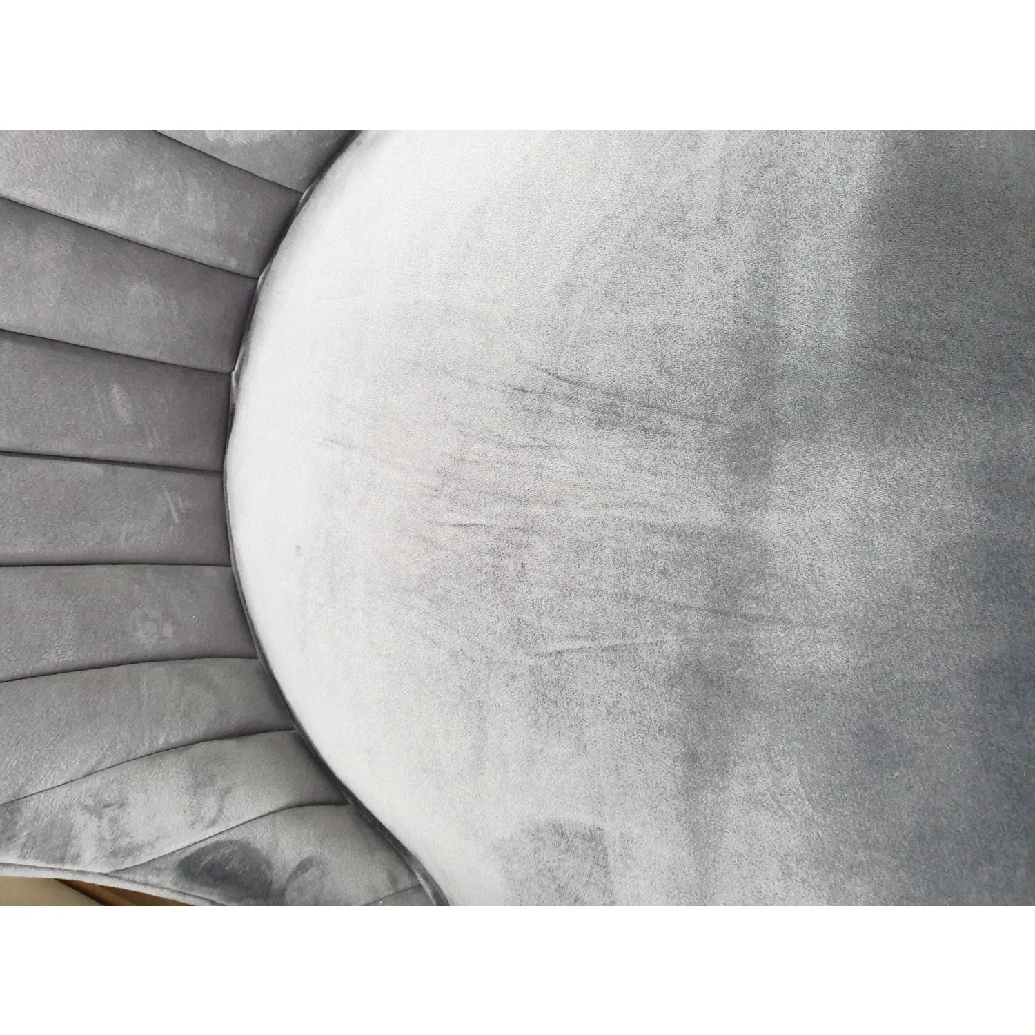 GRADE A2 Pair of Grey Velvet Ribbed Dining Chairs Penelope