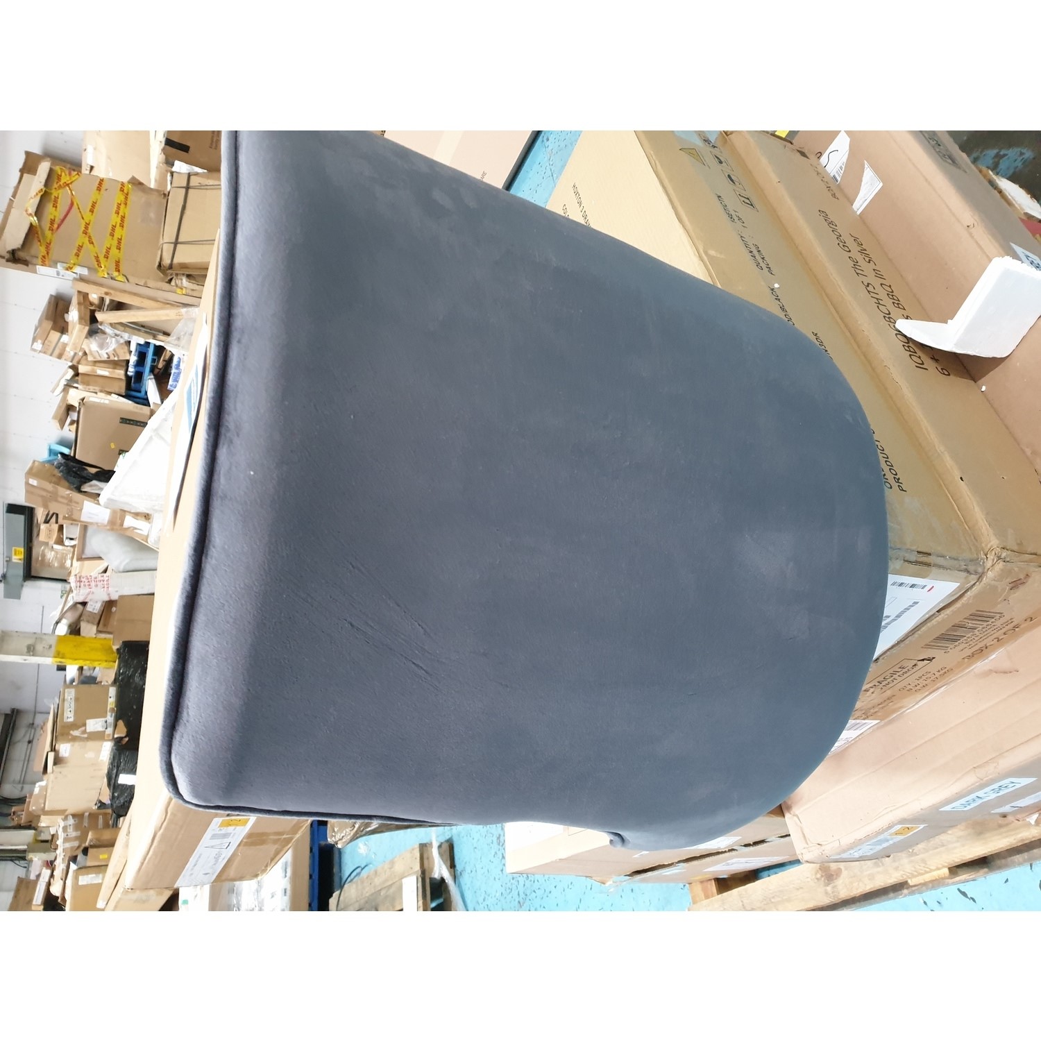 GRADE A2 Pair of Grey Velvet Ribbed Dining Chairs Penelope