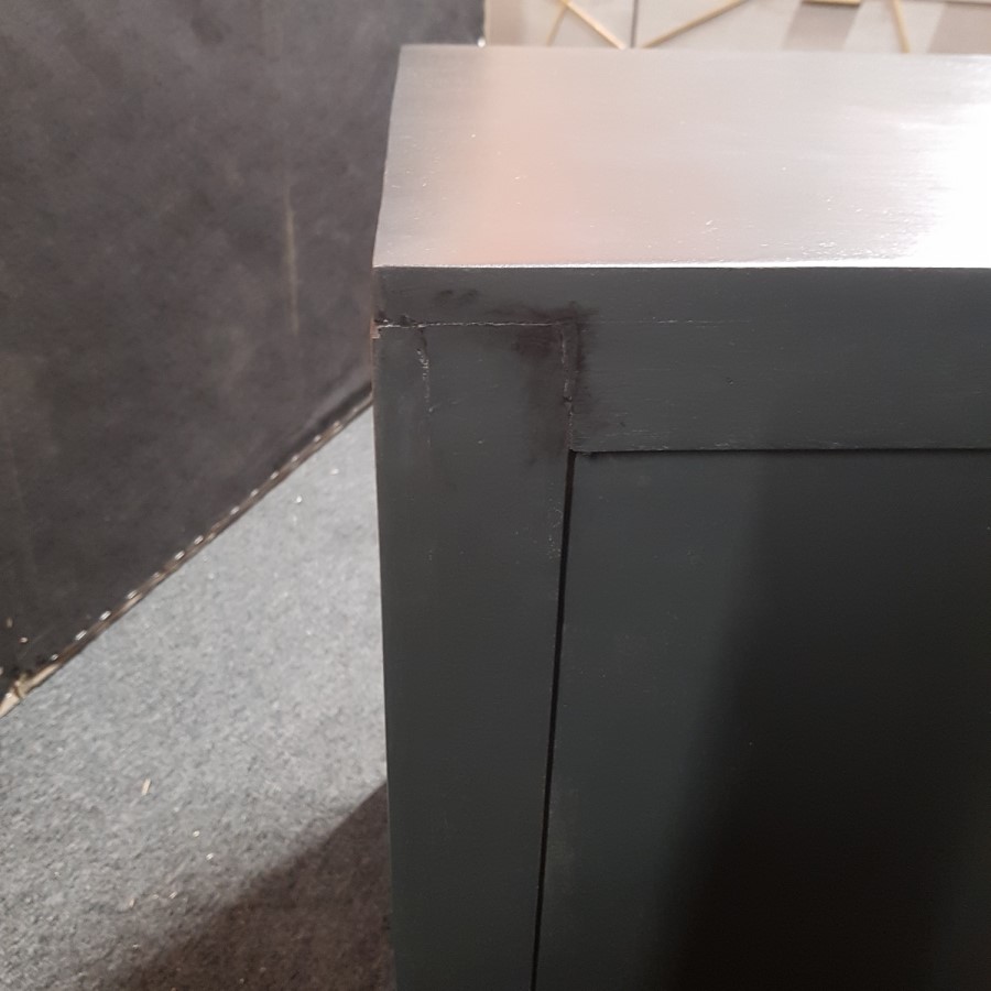 GRADE A2 - Maya Art Deco 2 Drawer Bedside Table in Dark Grey
