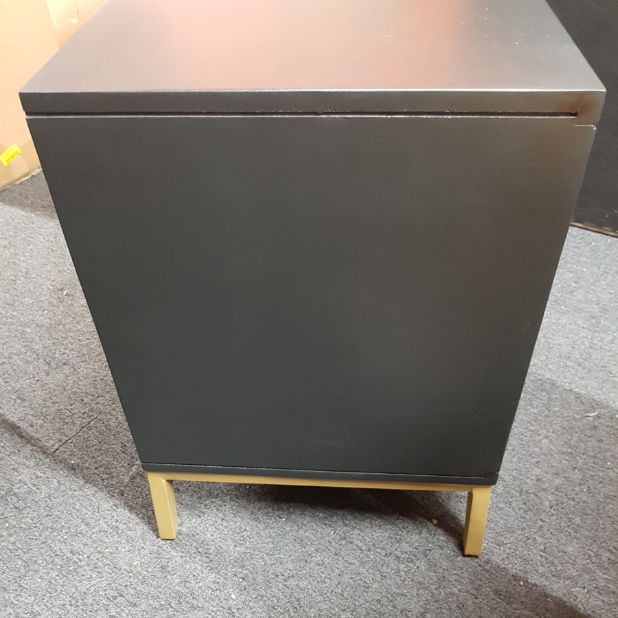 GRADE A2 - Maya Art Deco 2 Drawer Bedside Table in Dark Grey