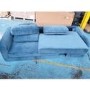 GRADE A2 - Teal Blue L Shaped Sofa Bed in Velvet  - Right Hand Facing - Sutton