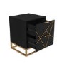 Black Bedside Table with 2 Storage Drawers - Zhara