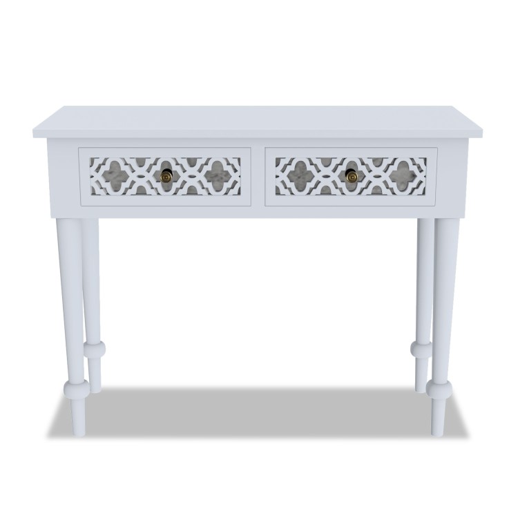 Grey Mirrored Boho Dressing Table with 2 Drawers - Alexis