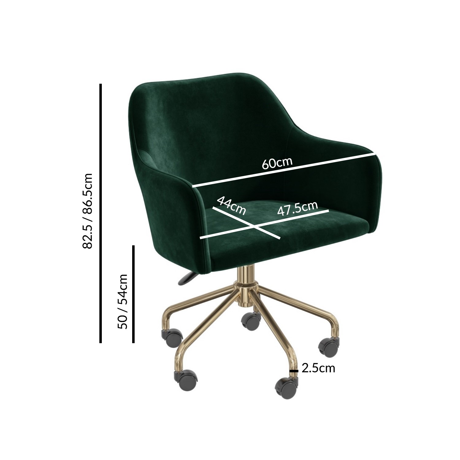 Green Velvet Office Swivel Chair with Gold Base Marley Furniture123