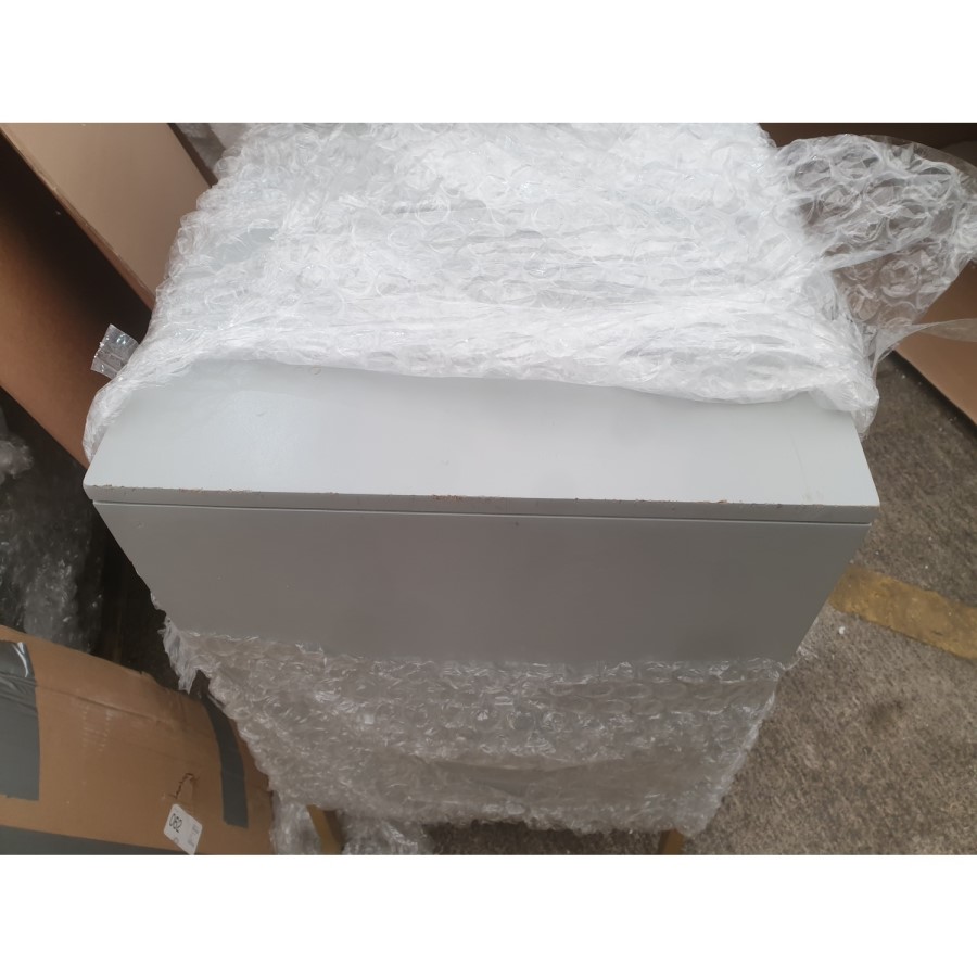 GRADE A2 - Ezra Chevron Wide 6 Drawer Chest of Drawers in Pale Grey