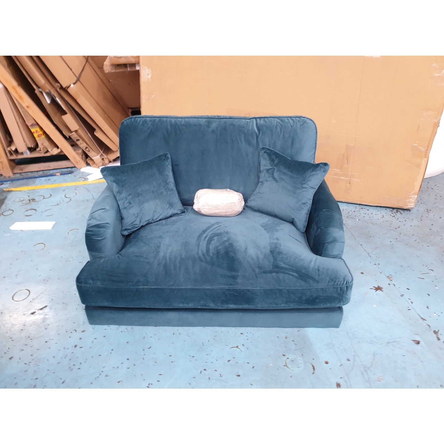 GRADE A2 Teal Blue Velvet Loveseat Payton Furniture123