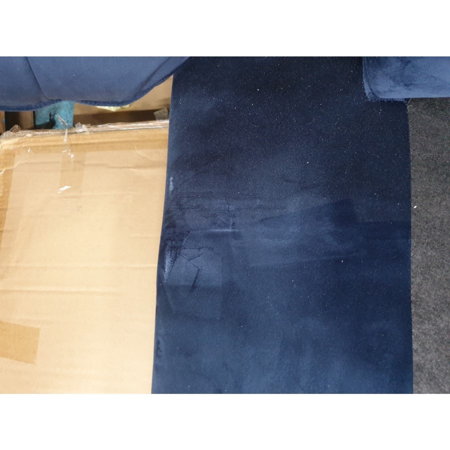 GRADE A2 - Navy Blue 3 Seater L Shaped Sofa in Velvet - Right Hand Facing - Payton 