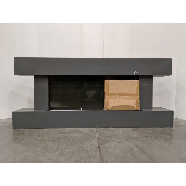 GRADE A3 - Grey Wall Mounted Electric Fireplace Suite with LED Lights - Amberglo