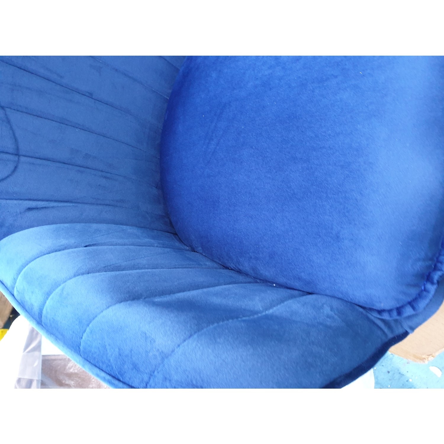 GRADE A2 Set of 2 Navy Blue Velvet Dining Tub Chairs with Black Legs