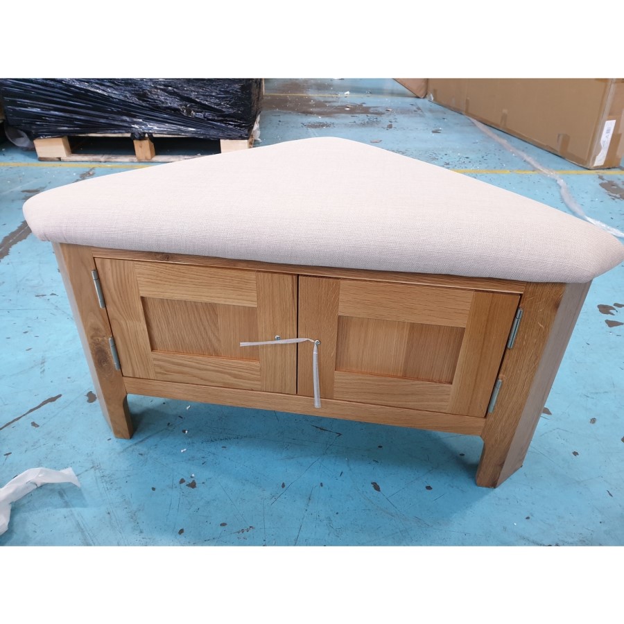 GRADE A2 - Solid Oak Hallway Storage Bench - Corner - Adeline