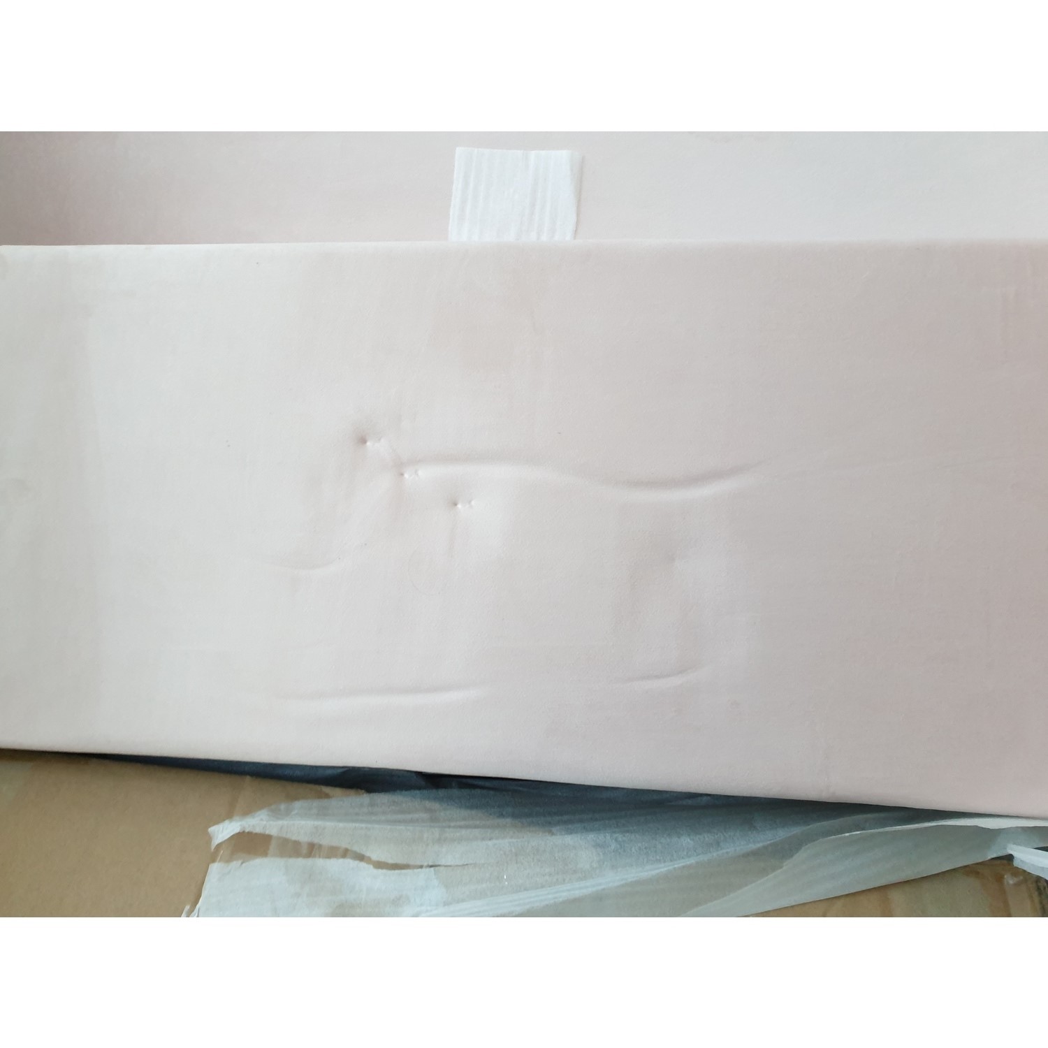 GRADE A2 Safina Blush Pink Velvet Small Double Ottoman Bed with