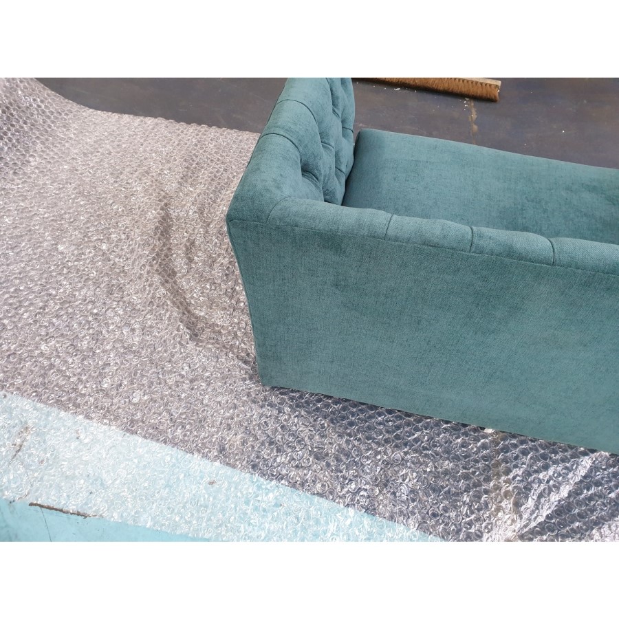 GRADE A2 - Teal Loveseat Armchair in Chenille Fabric - Celeste