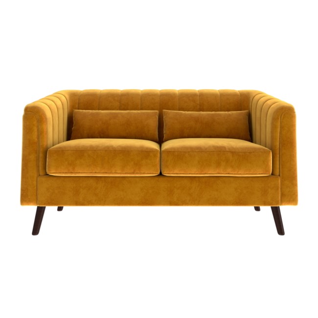 Mustard Velvet 2 Seater Sofa - Lotti