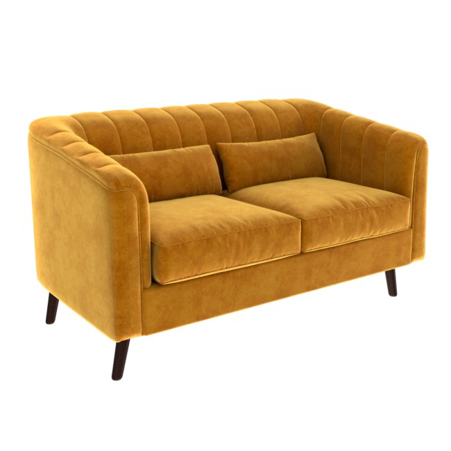 Mustard Velvet 2 Seater Sofa - Lotti