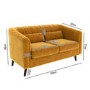 GRADE A1 - Lotti Mustard Yellow Velvet 2 Seater Sofa with Removable Cushions - Mid Century Style