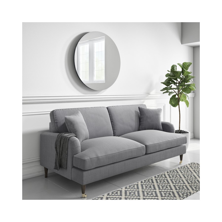 GRADE A2 - Grey 3 Seater Sofa in Woven Fabric - Payton