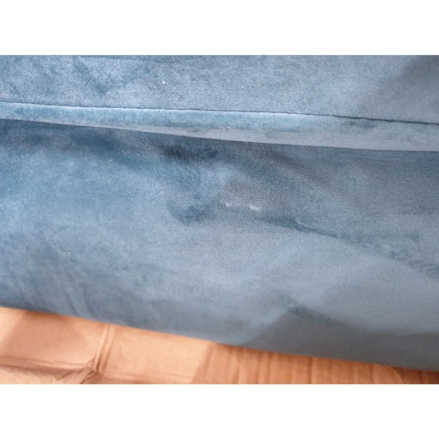 GRADE A2 - Teal Blue Velvet Footstool - Payton