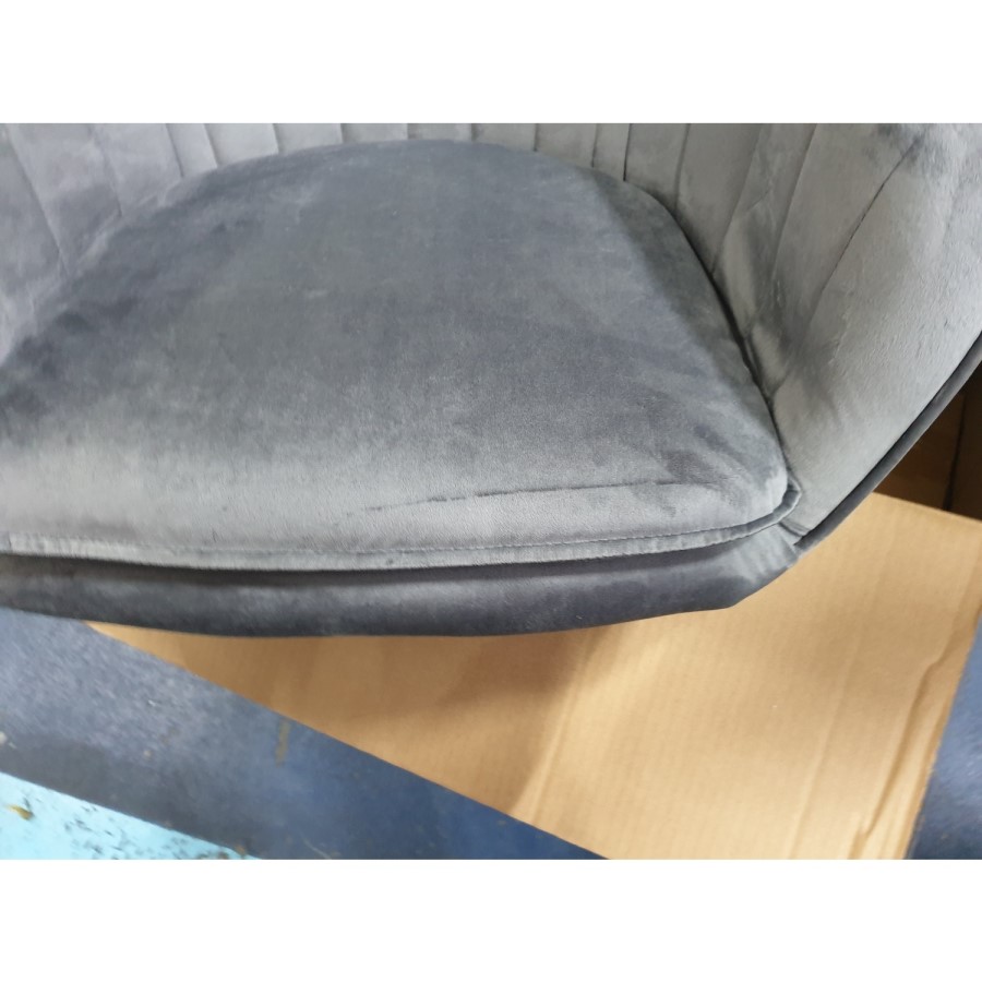 GRADE A2 - Set of 2 Grey Velvet Dining Tub Chairs with Black Legs - Logan