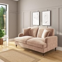 Velvet 2 Seater Sofa in Blush Pink - Payton