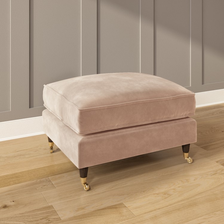 Velvet Footstool in Blush Pink - Payton