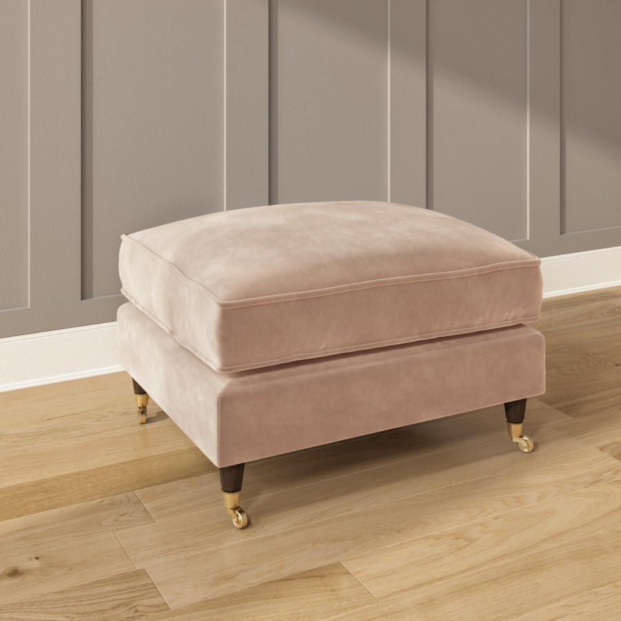 GRADE A1 - Light Pink Velvet Footstool - Payton